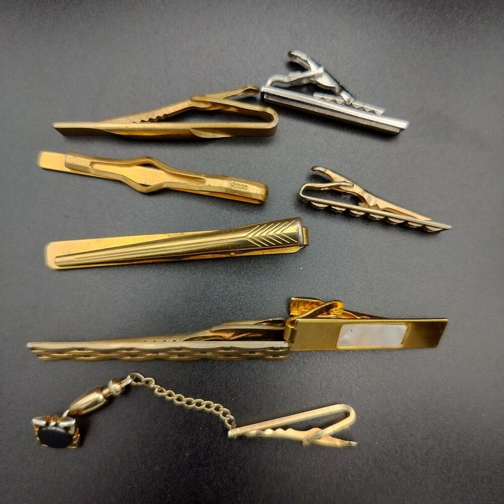 Vintage Tie Clip Lot of 8 Men's Jewelry Monet Hickok And More